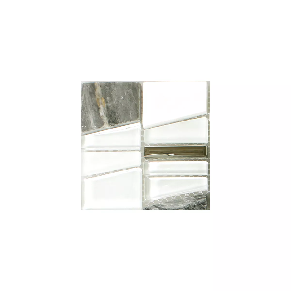 Sample Mosaic Tiles Glass Natural Stone Resin White Effect