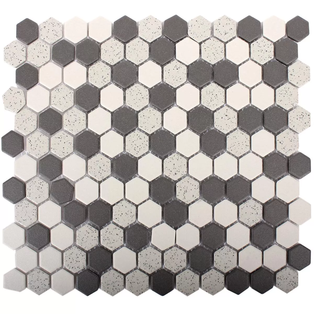 Sample Ceramic Mosaic Tiles Monforte Hexagon Black Grey