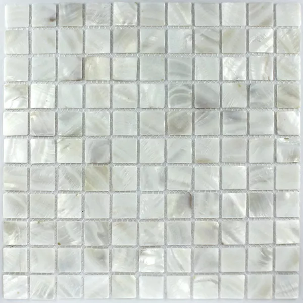 Sample Mosaic Tiles Glass Nacre Effect  White