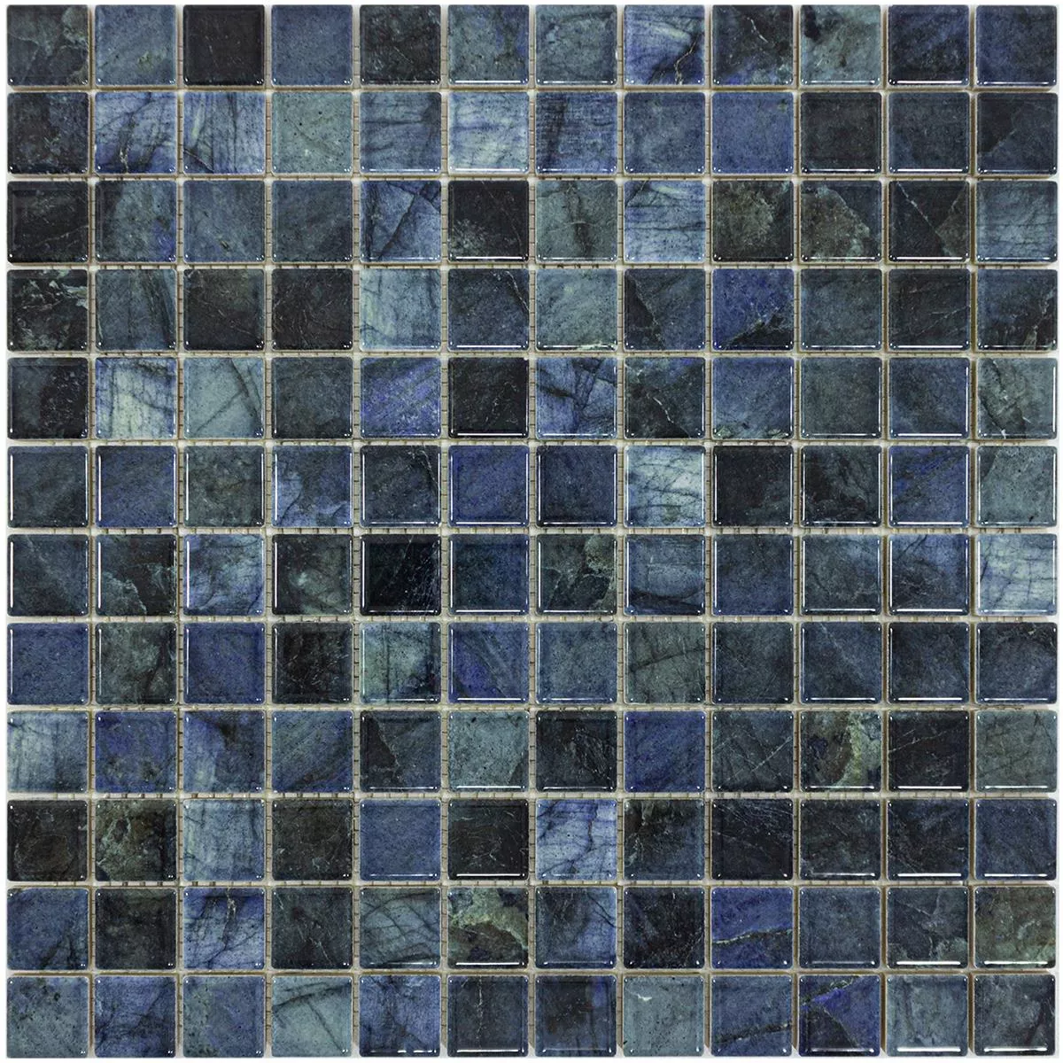 Ceramic Mosaic Tiles Elysium Marble Optic Blue 23