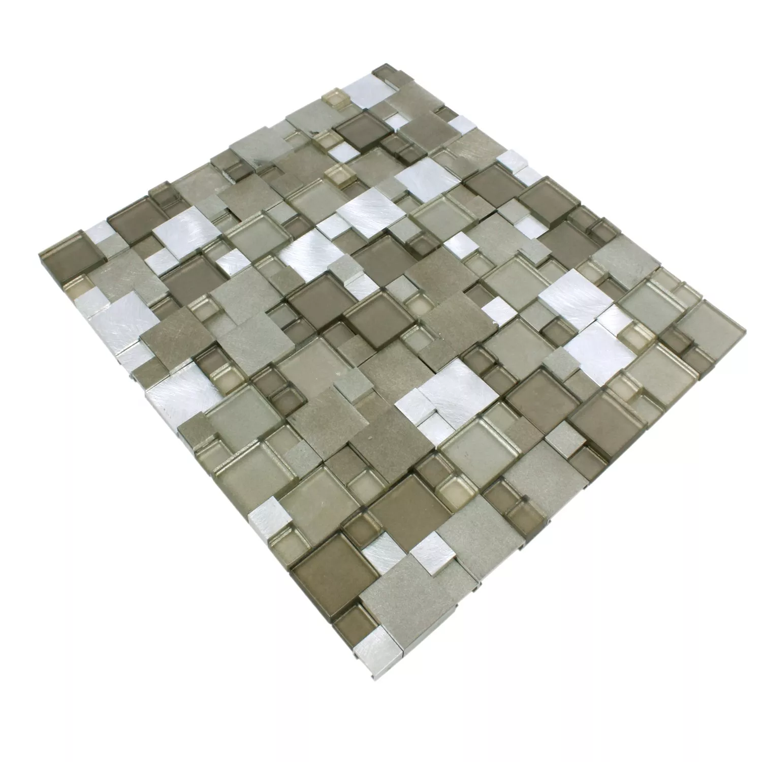 Mosaic Tiles Glass Aluminum Condor 3D Brown Mix