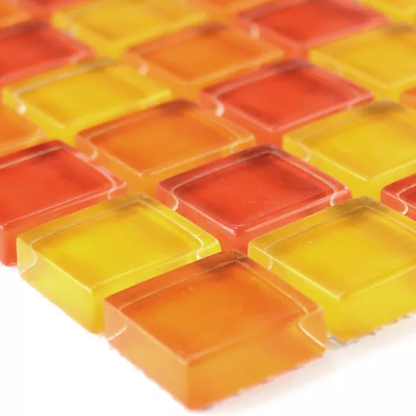 Mosaic Tiles Glass Yellow Orange Red 25x25x8mm