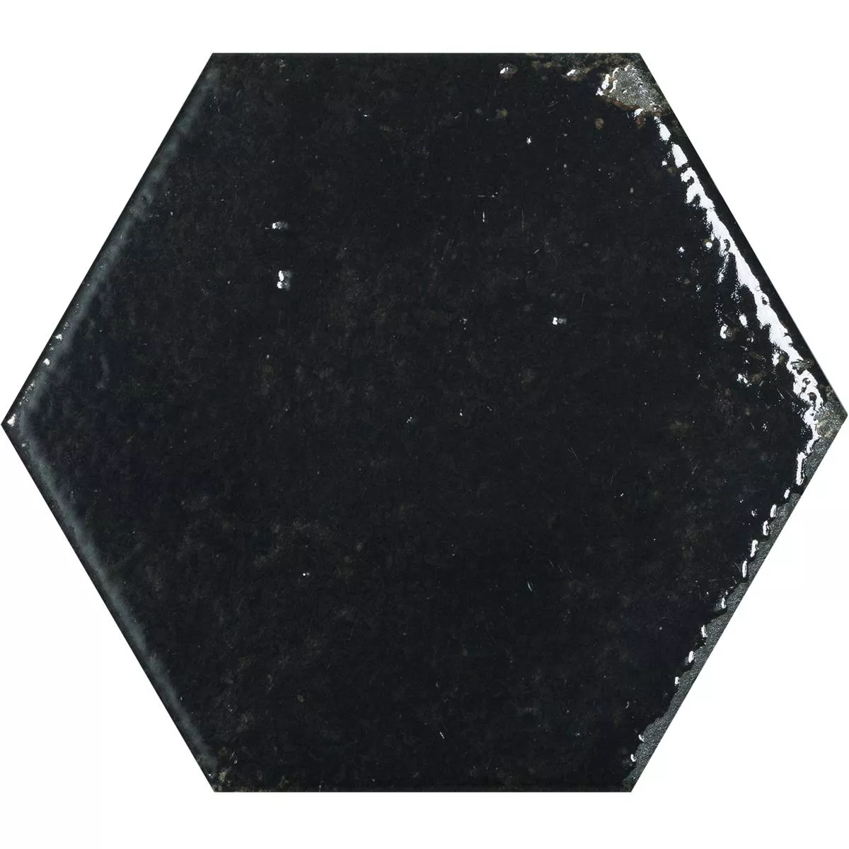 Sample Wall Tiles Lara Glossy Waved 13x15cm Hexagon Black