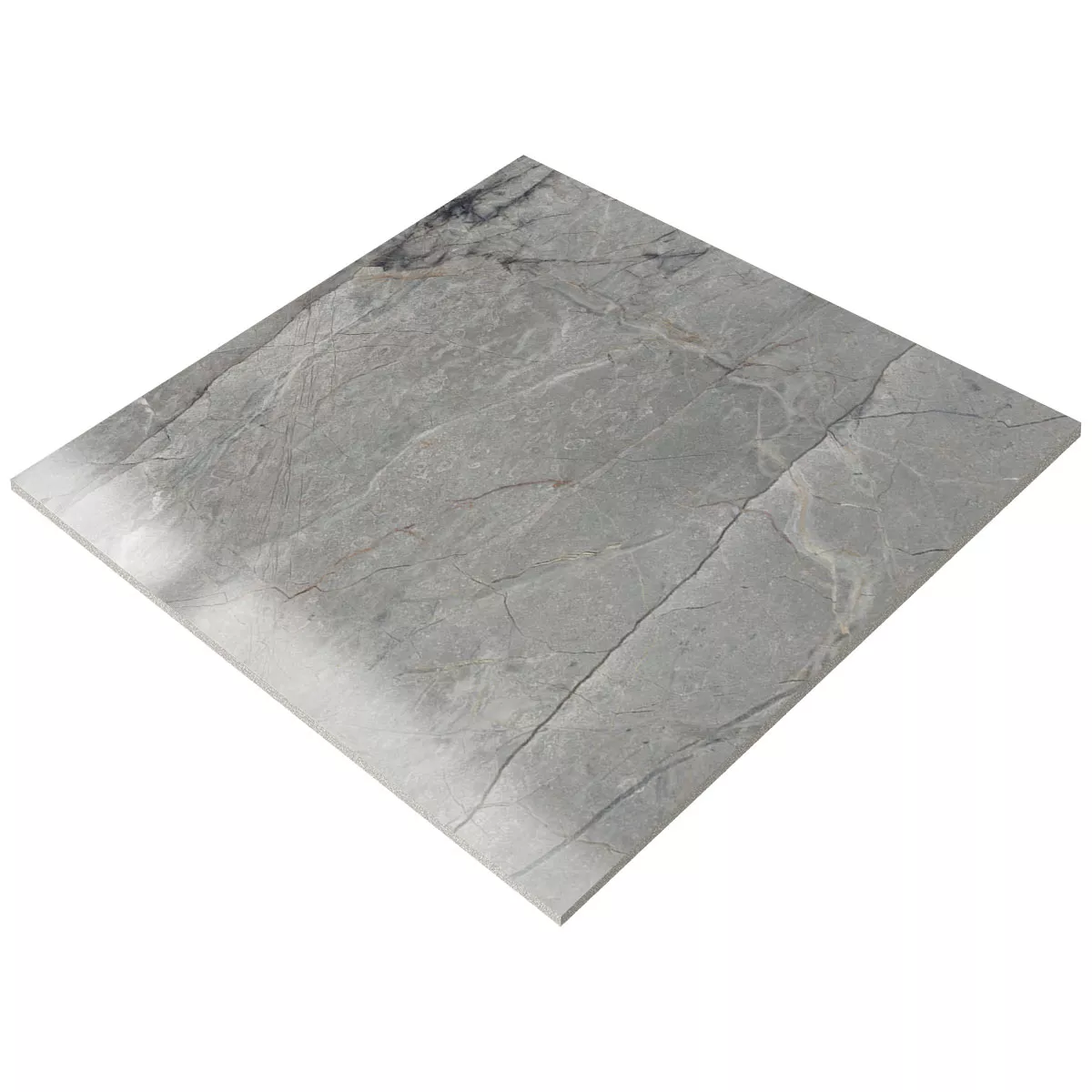 Floor Tiles Ancona Marble Optic Grey Polished Glossy 60x60cm