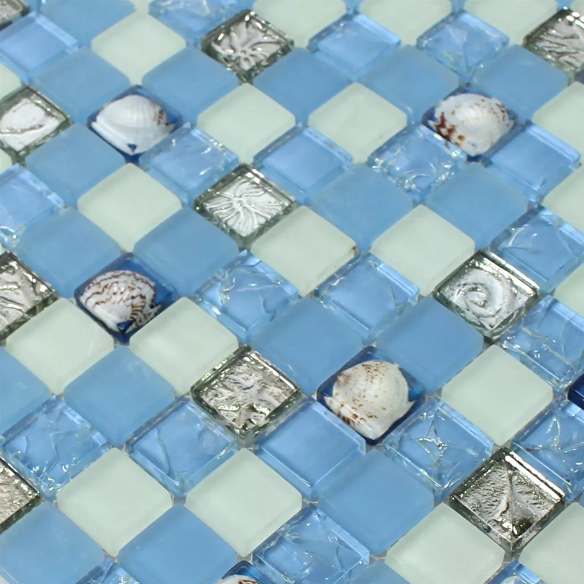 Mosaic Tiles Glass Shell Blue Mix