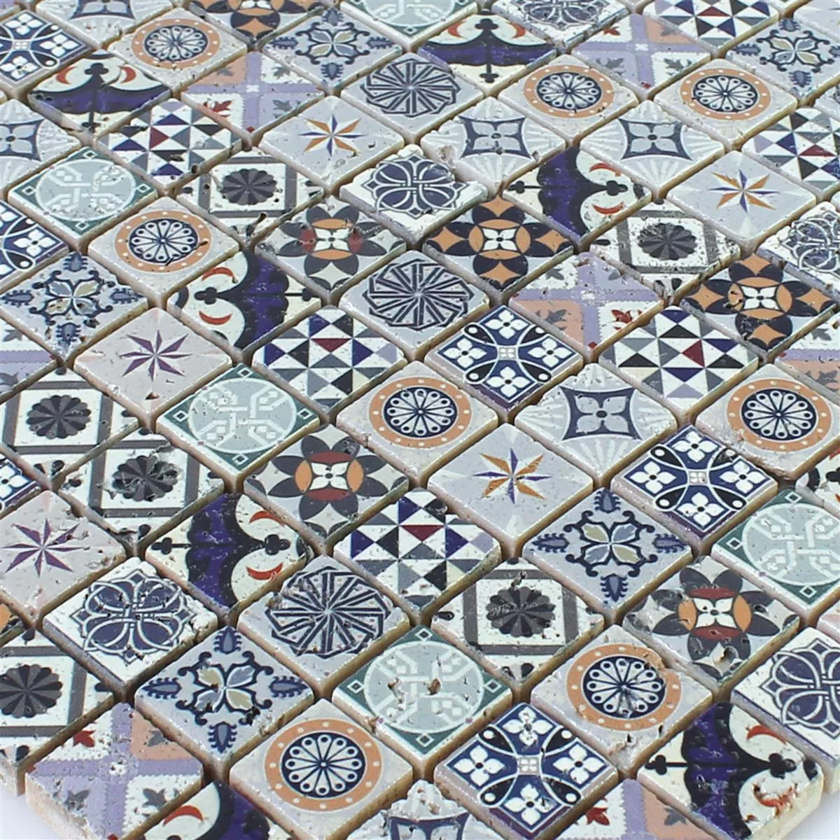 Natural Stone Mosaic Tiles Iraklion Colored