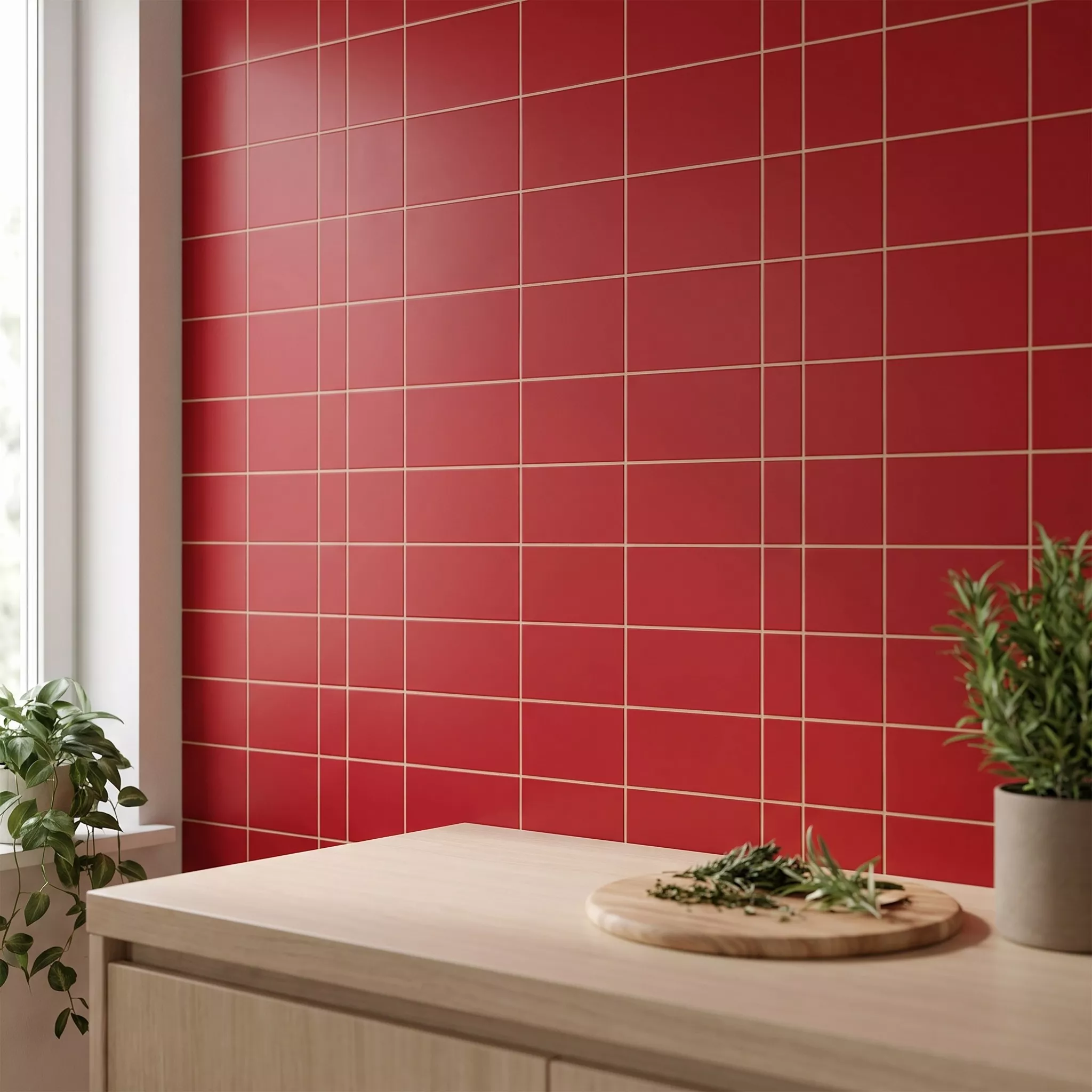 Metro tile Red Mat 10x10 cm Without Facet Freyburg Fuego