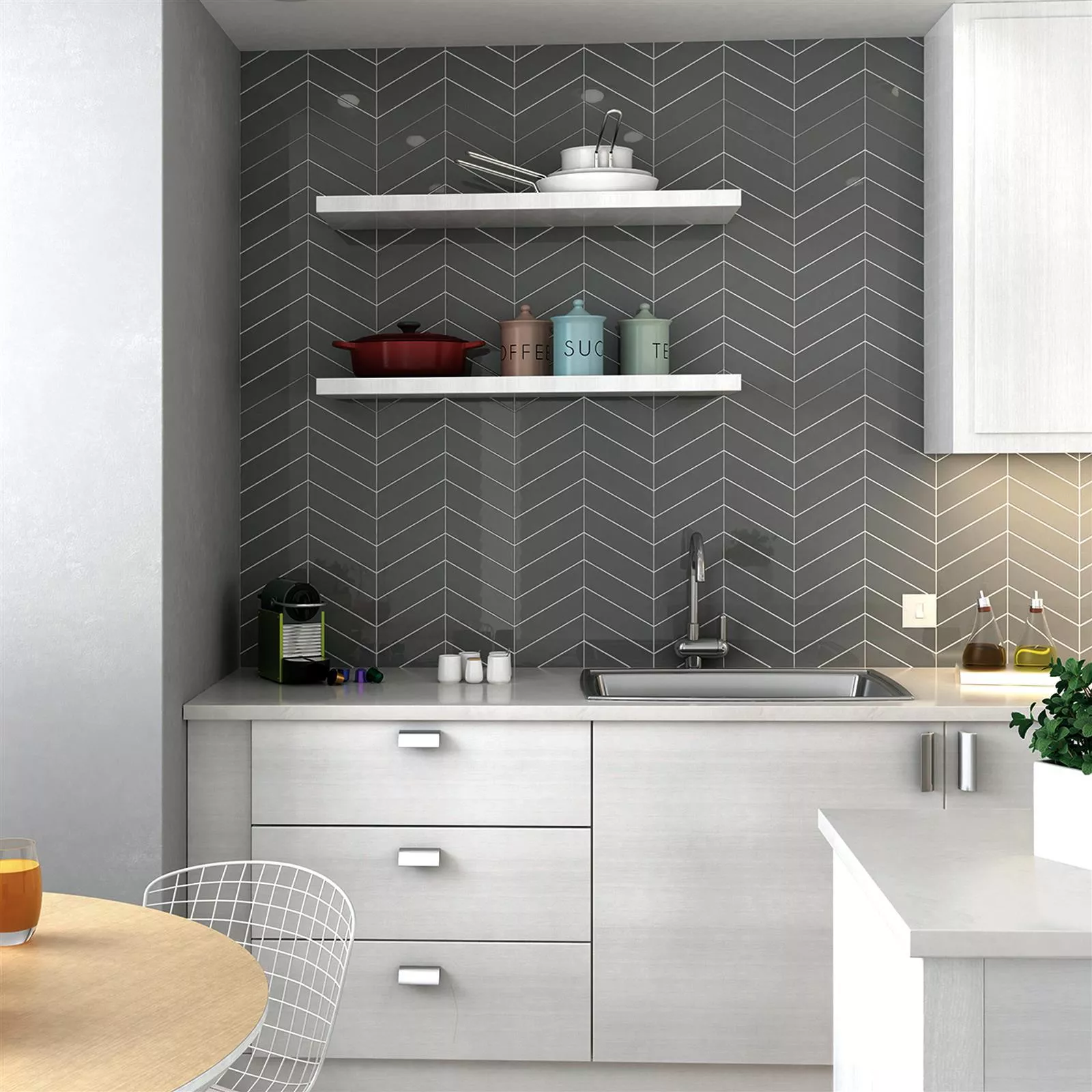 Sample Wall Tiles Silex 18,6x5,2cm Dark Grey Obliquely Right