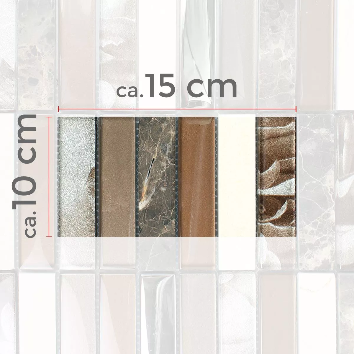 Sample Mosaic Tiles Magia Glass Natural Stone Mix Brown