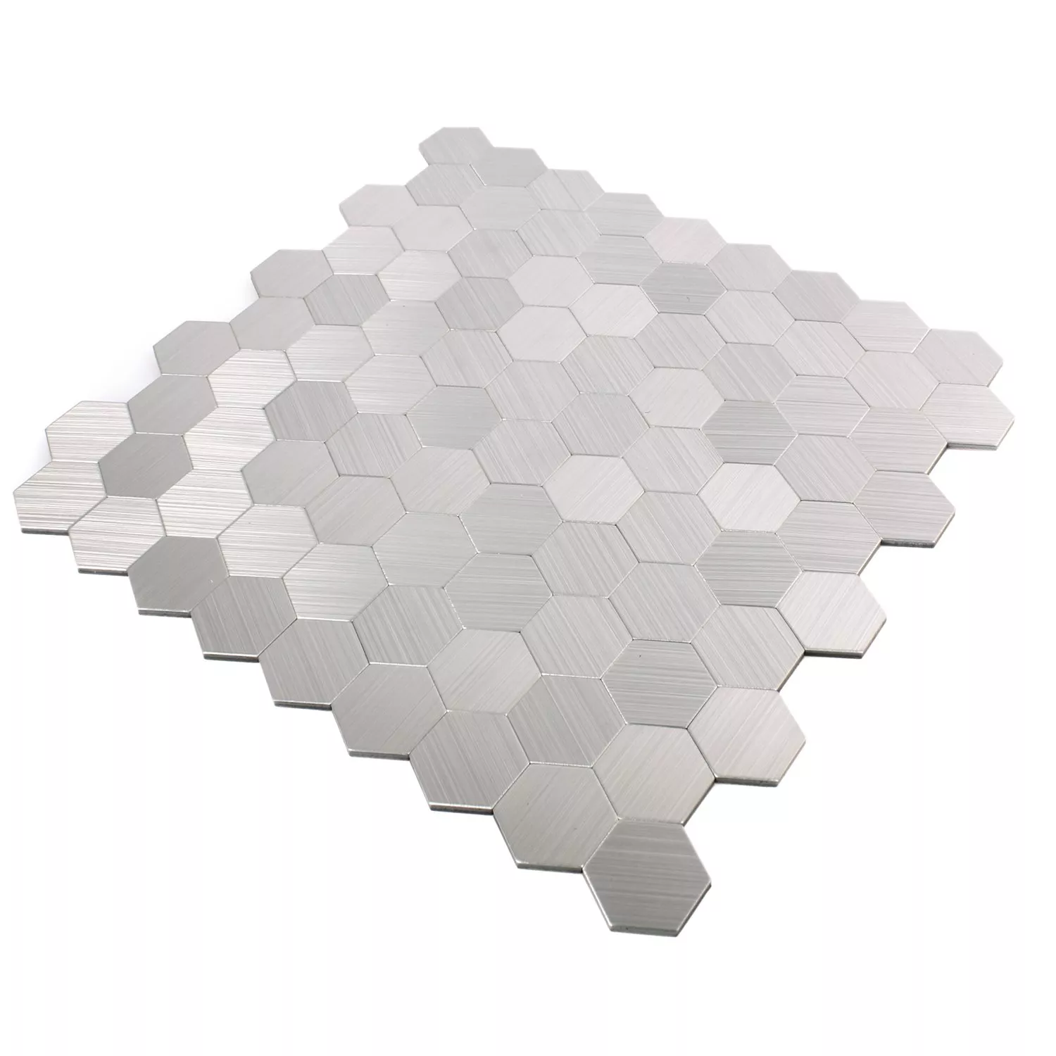 Sample Mosaic Tiles Metal Self Adhesive Mikros Silver Hexagon