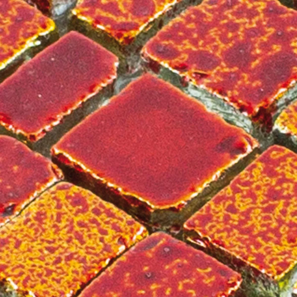 Sample Glass Mosaic Tiles Economy Red Yellow