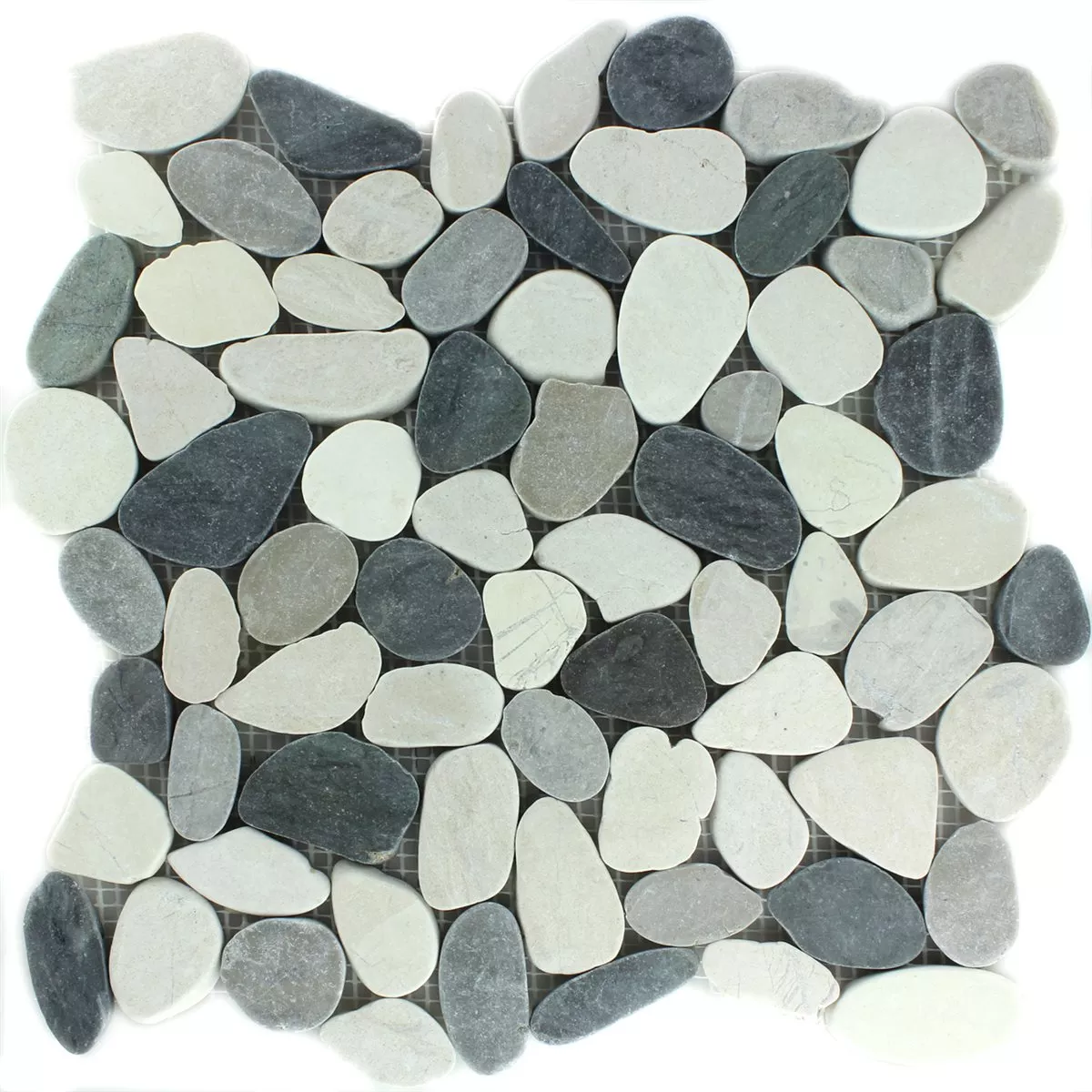 Mosaic Tiles River Pebbles Serrated Creme Anthracite