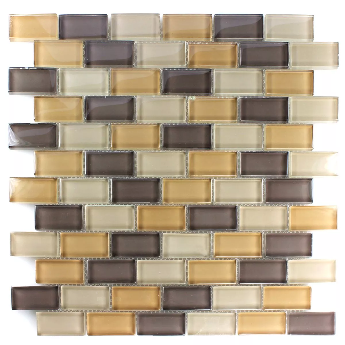 Sample Mosaic Tiles Glass Brick Brown Mix