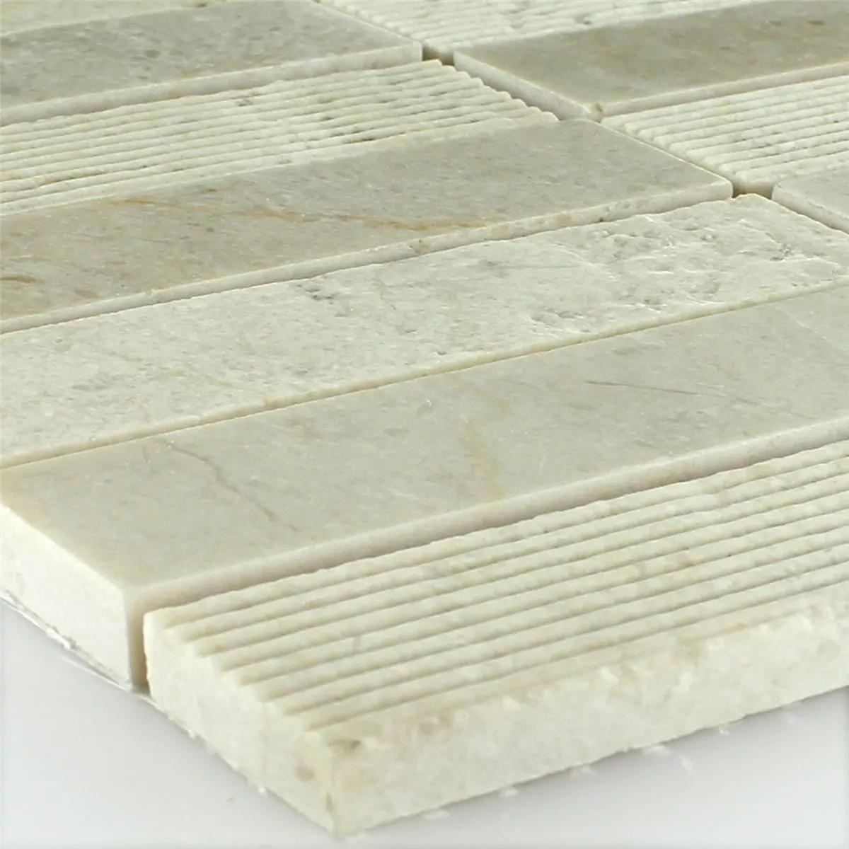 Sample Mosaic Tiles Marble Sticks Milled Polished Beige