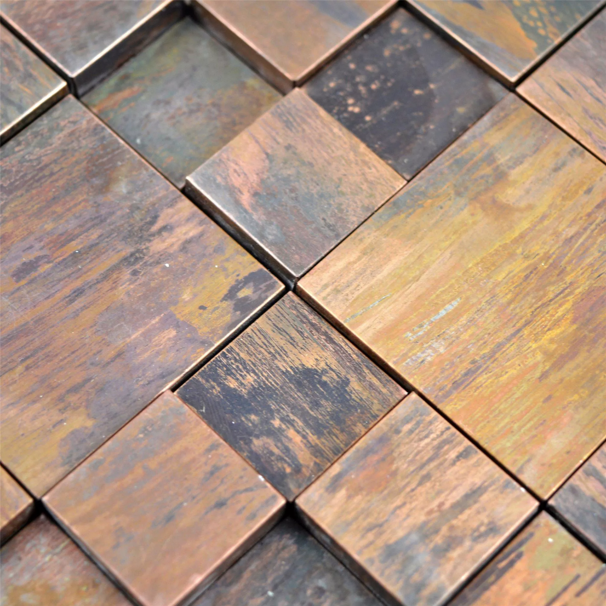 Metal Copper Mosaic Tiles Myron Kombi 3D