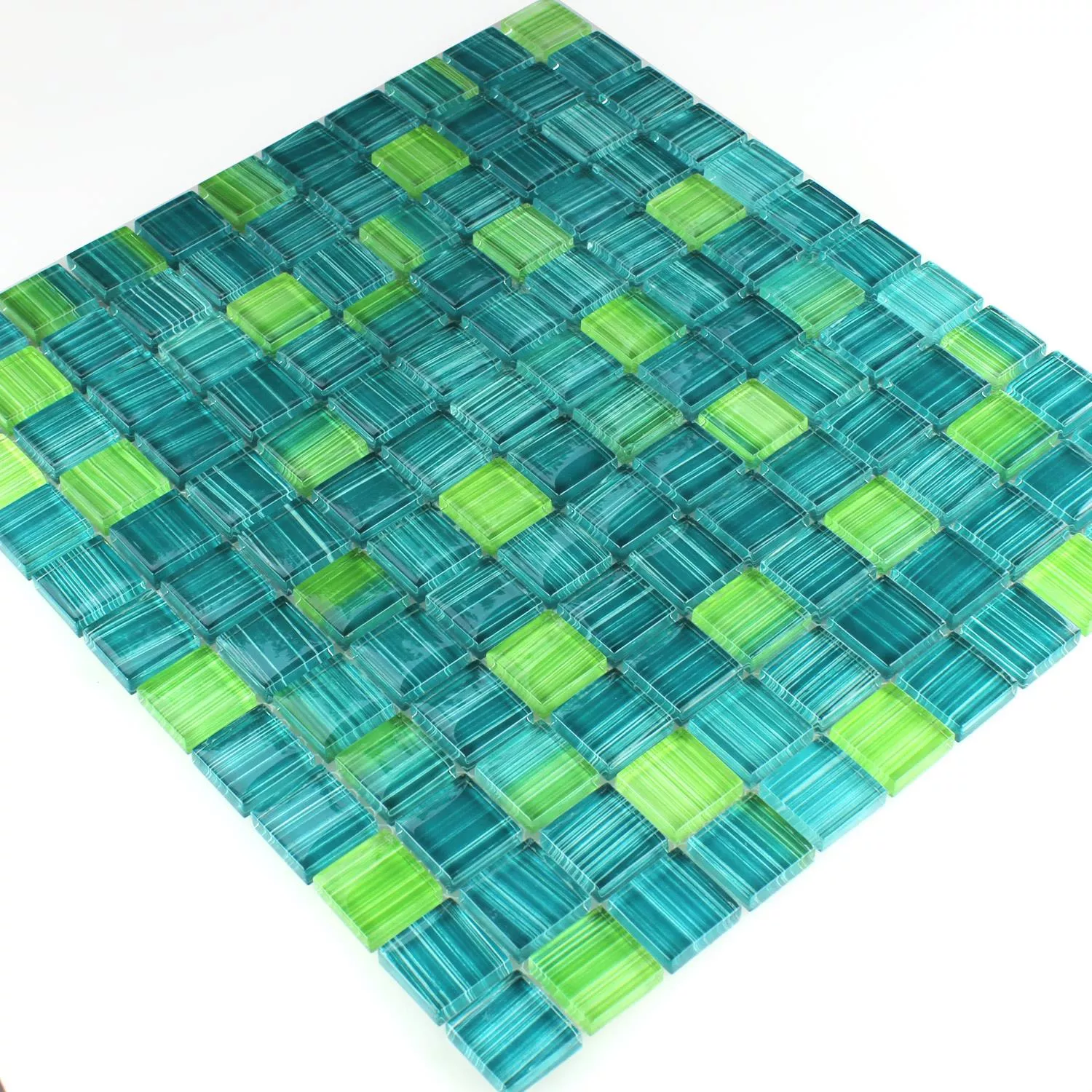 Sample Striped Crystal Mosaic Tiles Glass Green