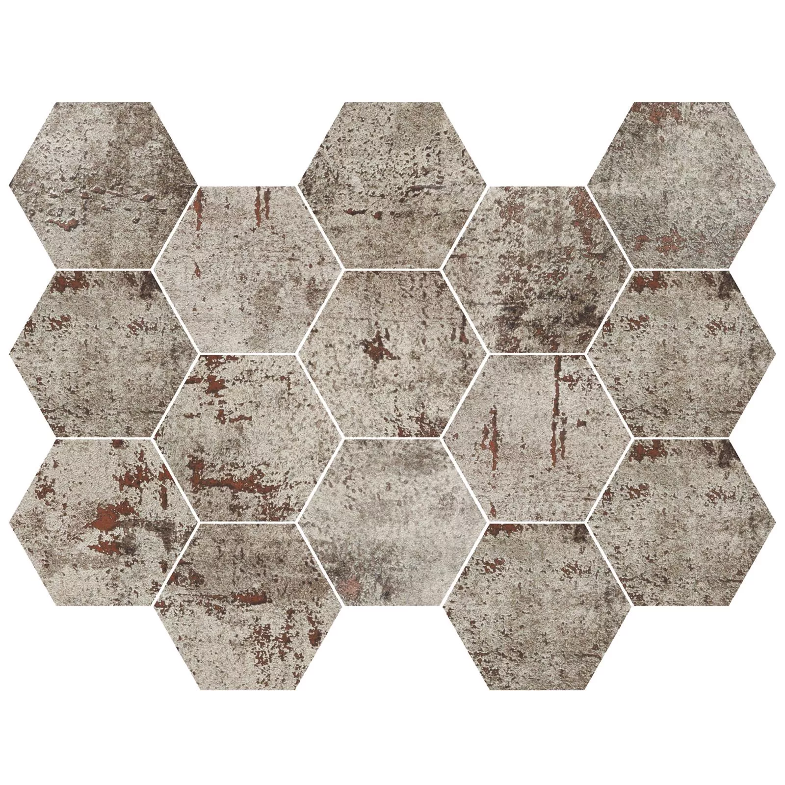 Mosaic Tile Phantom Silver Hexagon Semi Polished