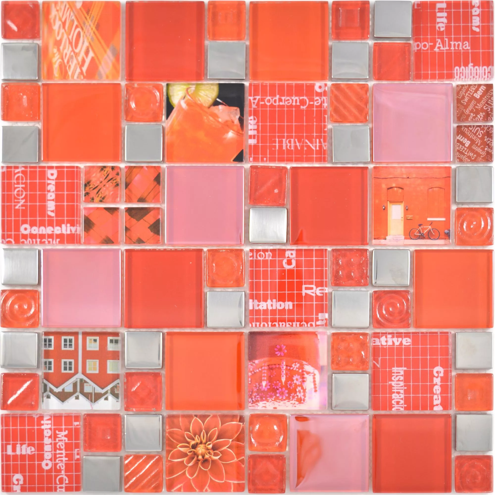Glass Mosaic Tiles Nemesis Red