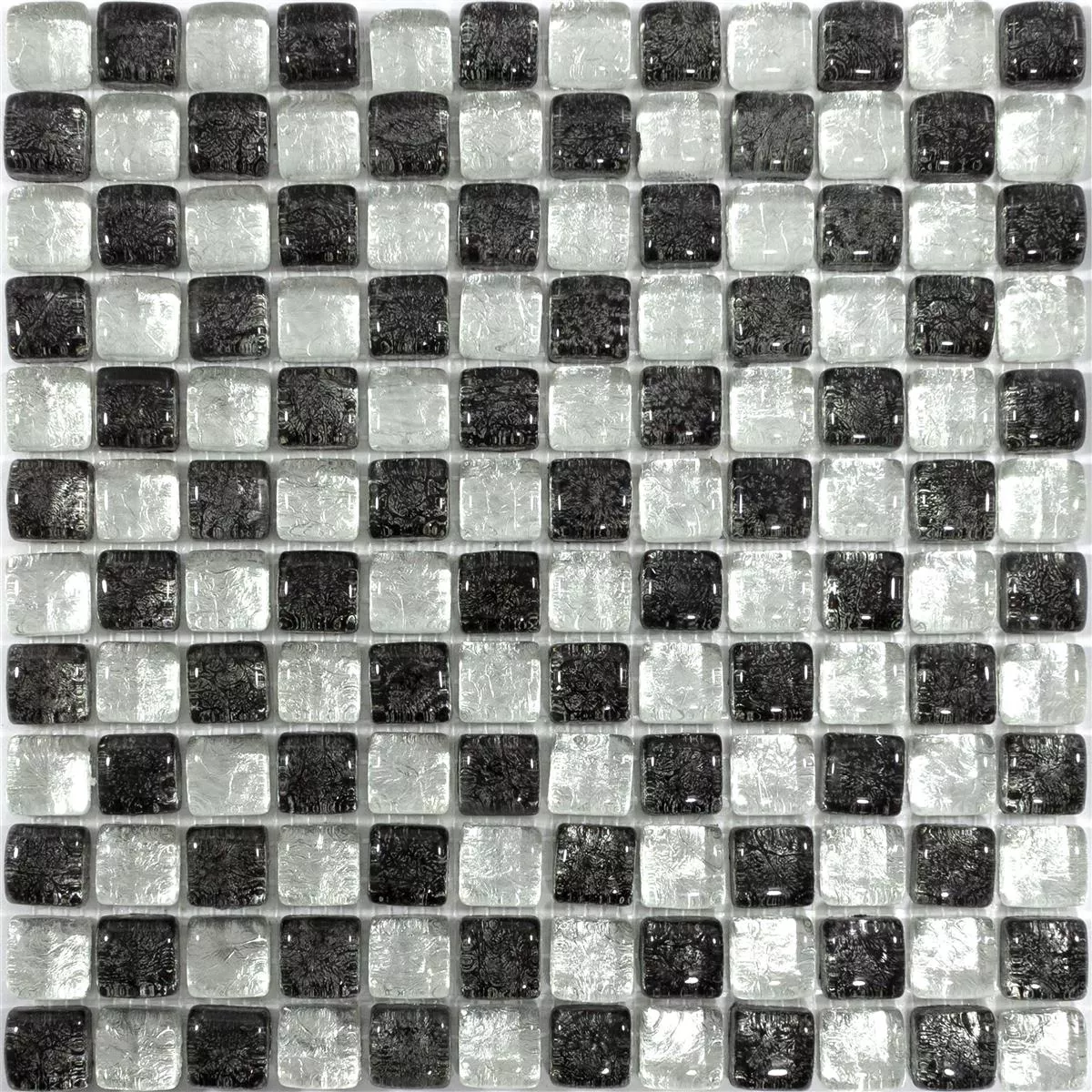 Glass Mosaic Tiles Avola Black Blanc