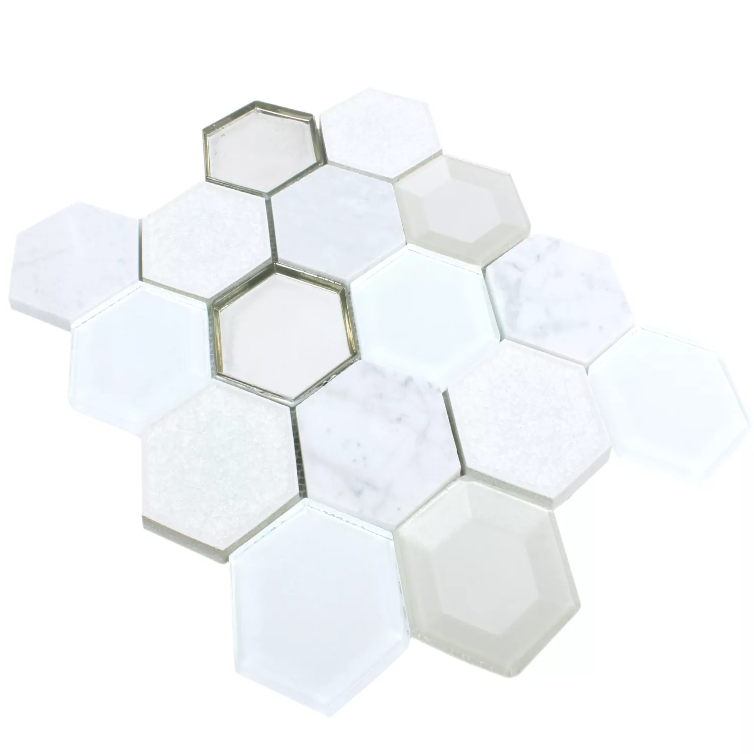 Mosaic Tiles Concrete Glass Natural Stone 3D White