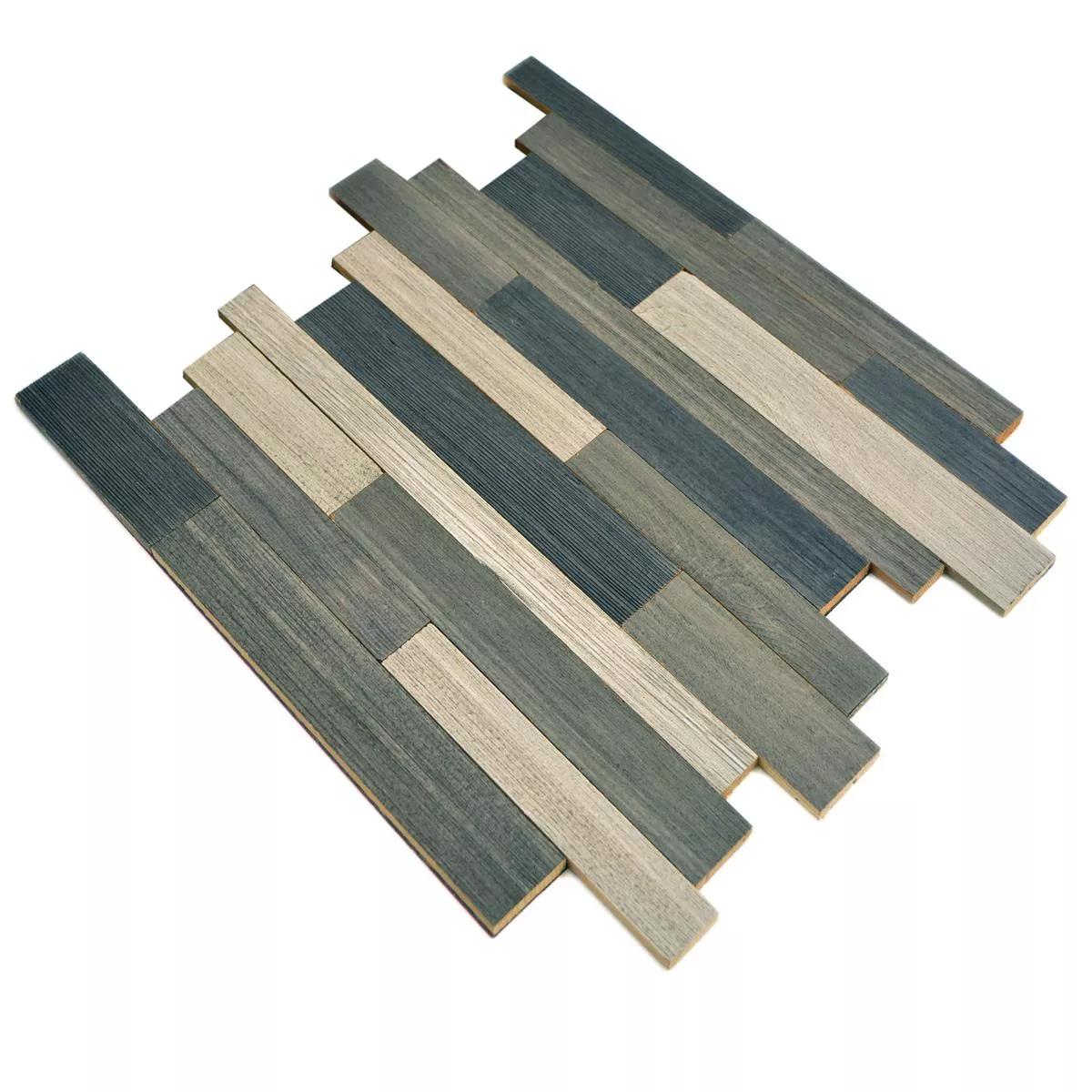 Sample Mosaic Tiles Wood Paris Pattern Self Adhesive Grey Mix