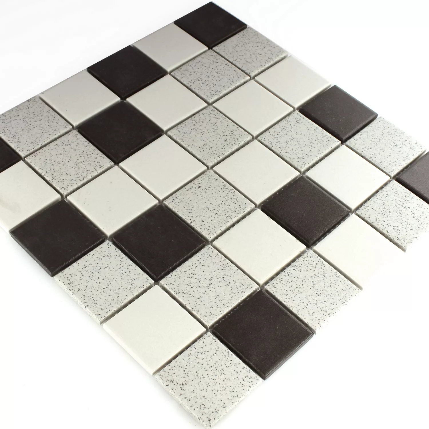 Sample Mosaic Tiles Ceramic Black Grey Mix Mat