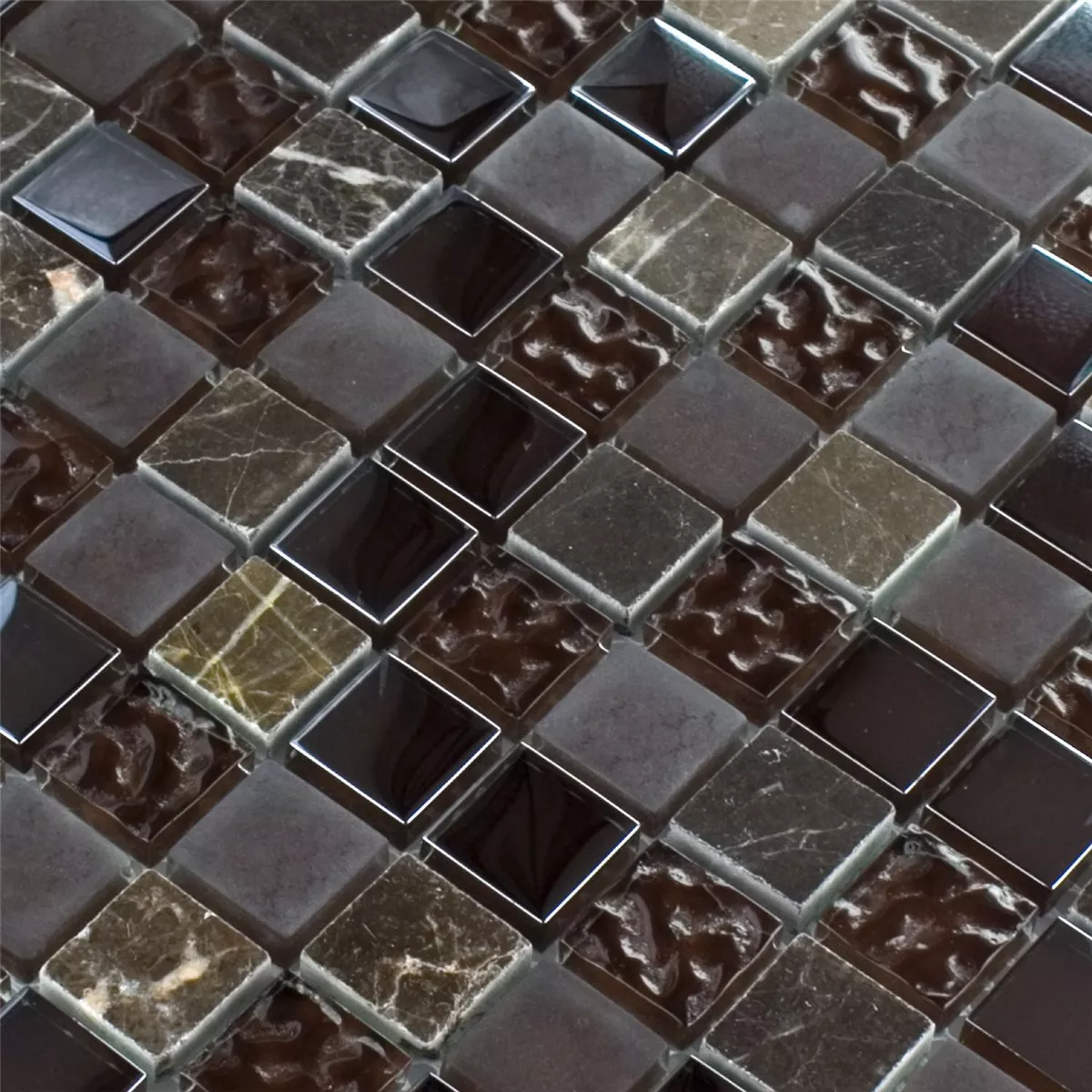 Sample Mosaic Tiles Glass Marble Mix Sintra Brown 
