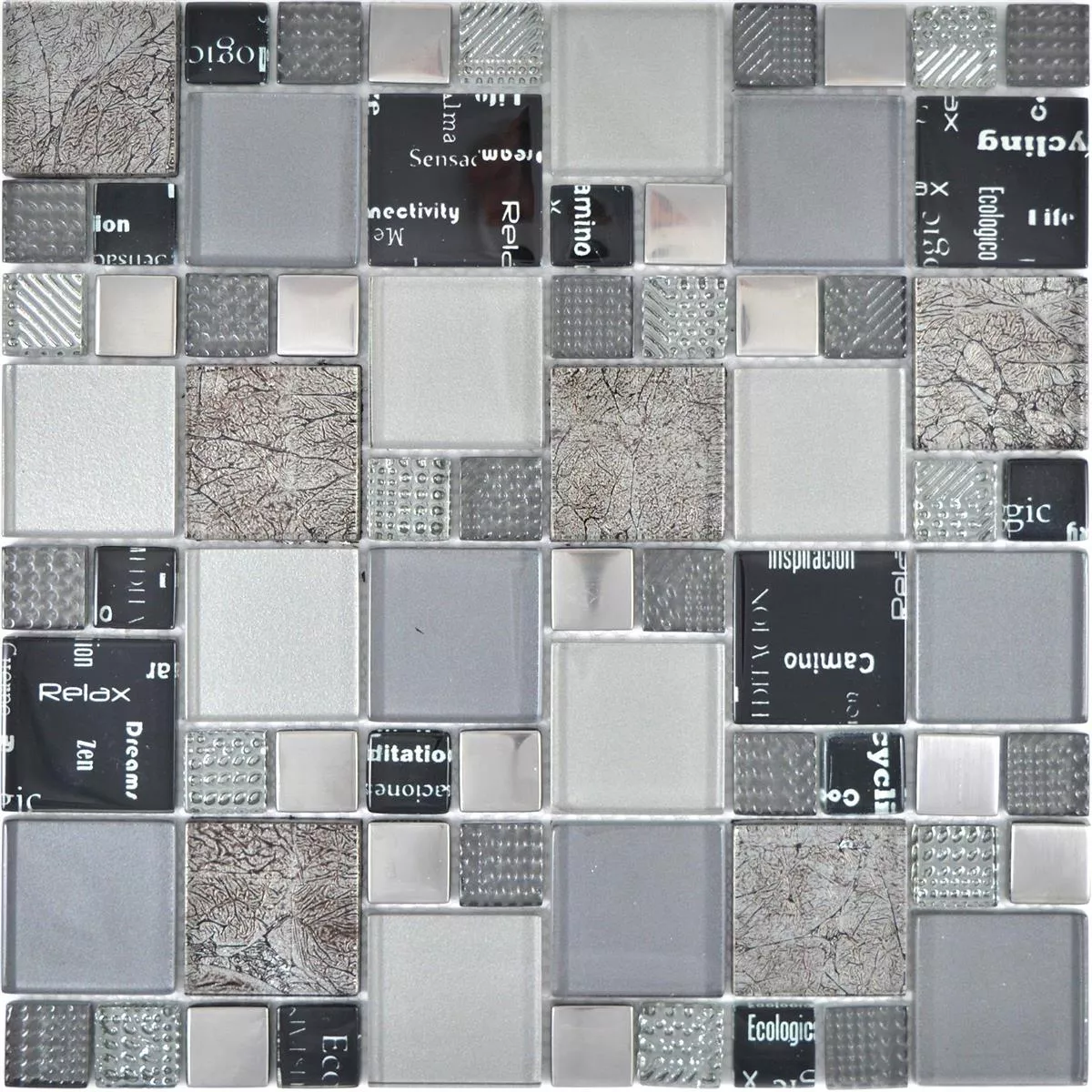 Sample Glass Mosaic Tiles Nemesis Black Silver