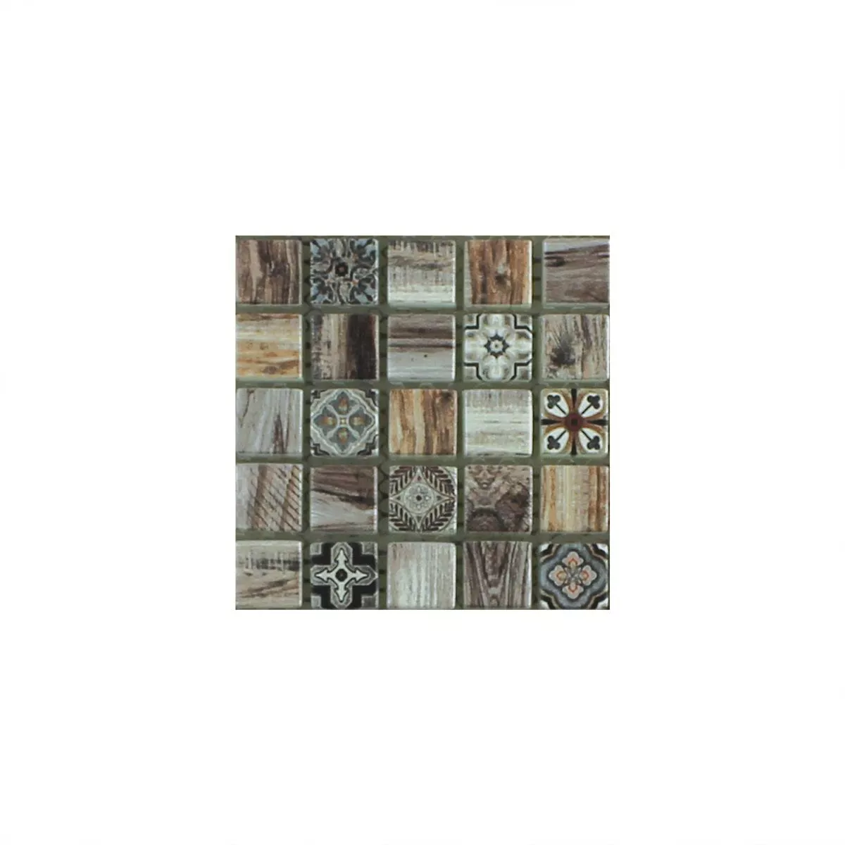 Sample Glass Mosaic Wood Optic Tiles Vision Brown