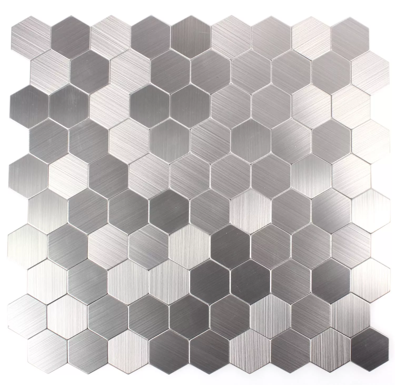 Mosaic Tiles Metal Self Adhesive Mikros Silver Hexagon