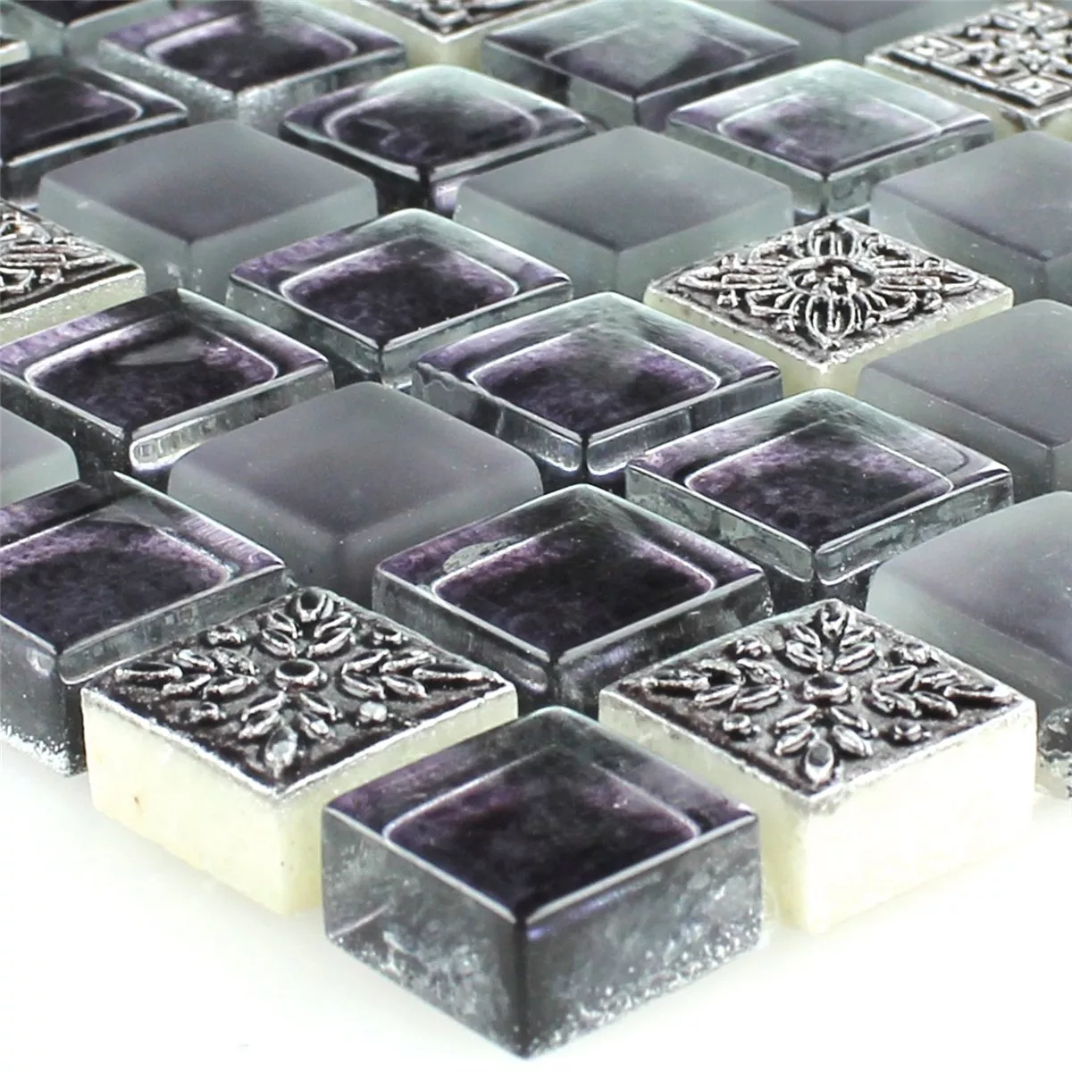 Mosaic Tiles Glass Natural Stone Ornament Purple Mix Mosaic Tiles Glass Natural Stone Ornament Purple Mix