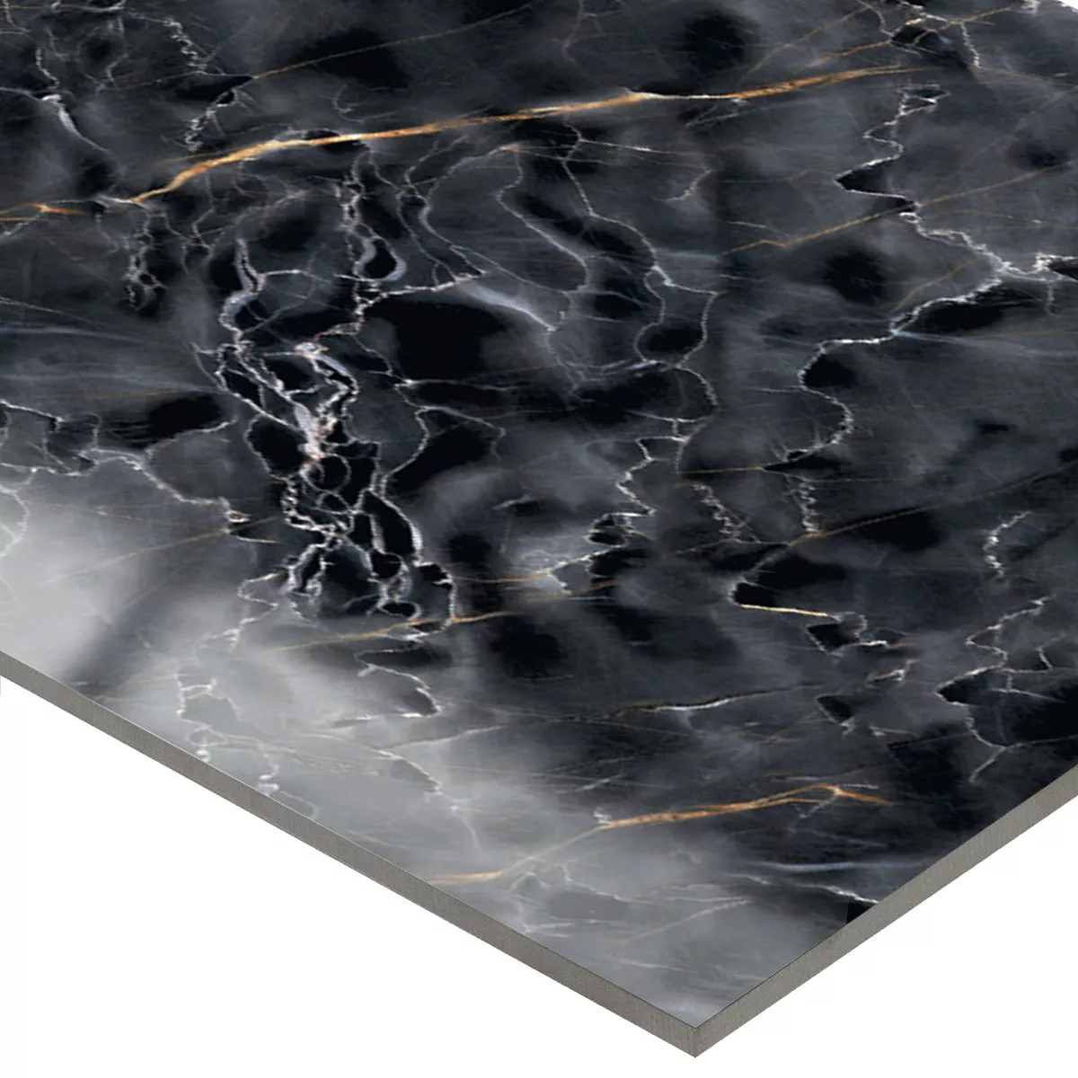 Floor Tiles Latium Marble Optic Polished Glossy Black 60x120cm