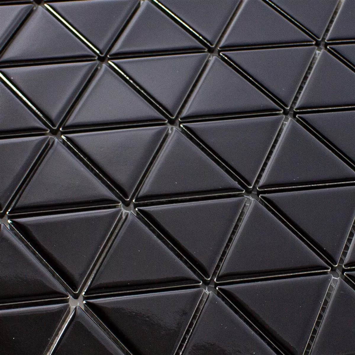 Sample Ceramic Mosaic Tiles Arvada Triangle Black Glossy