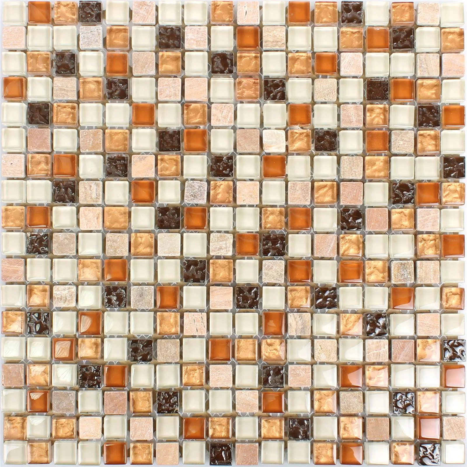 Sample Mosaic Tiles Glass Marble  Brown Mix Duo
