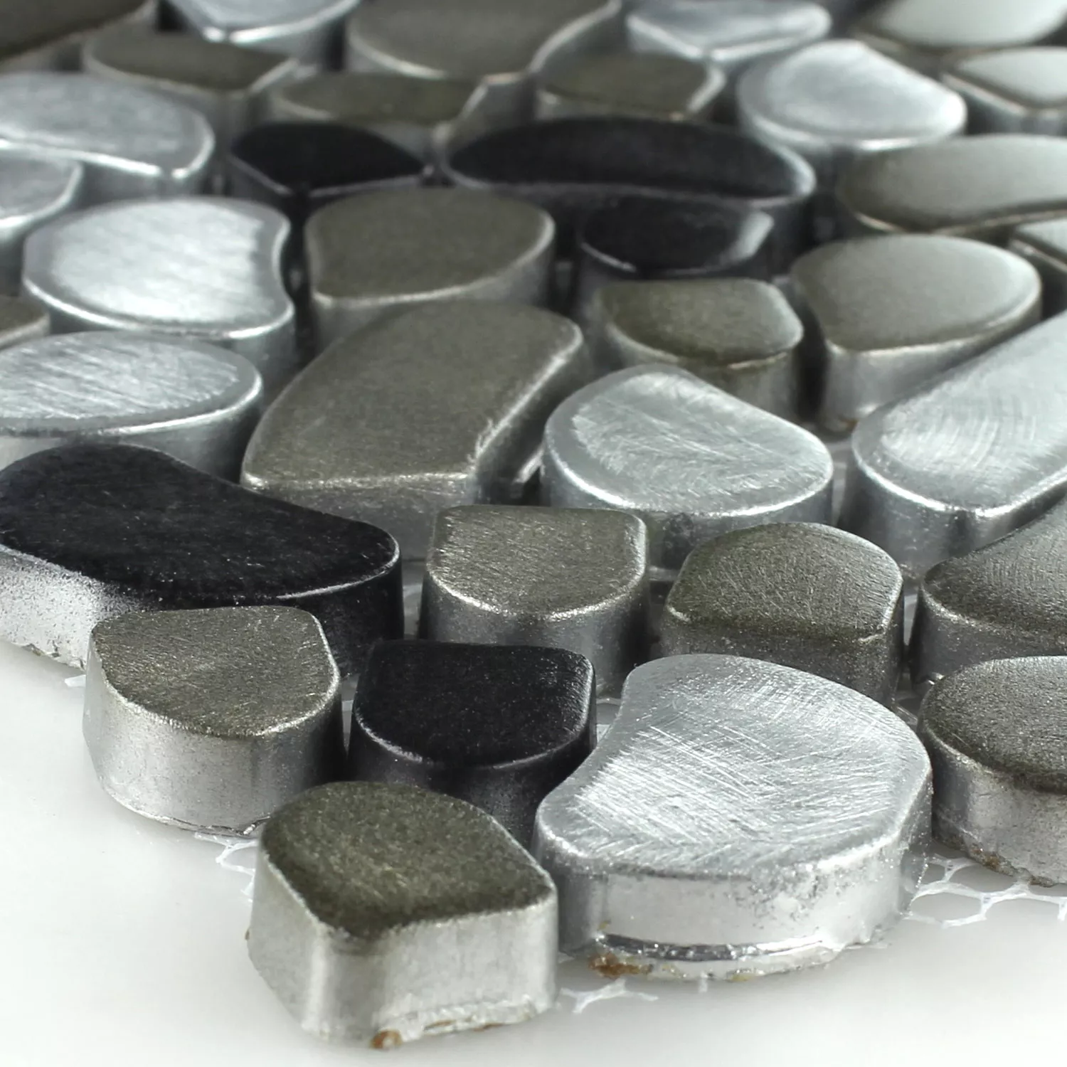 Design Stainless Steel Pebble Mosaic Black Silver