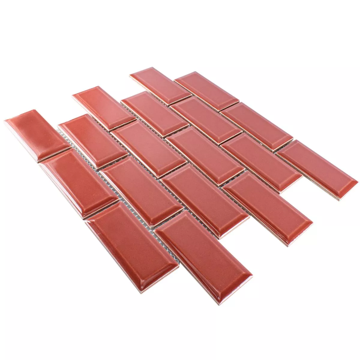 Sample Ceramic Mosaic Tiles StPauls Metro Facet Red