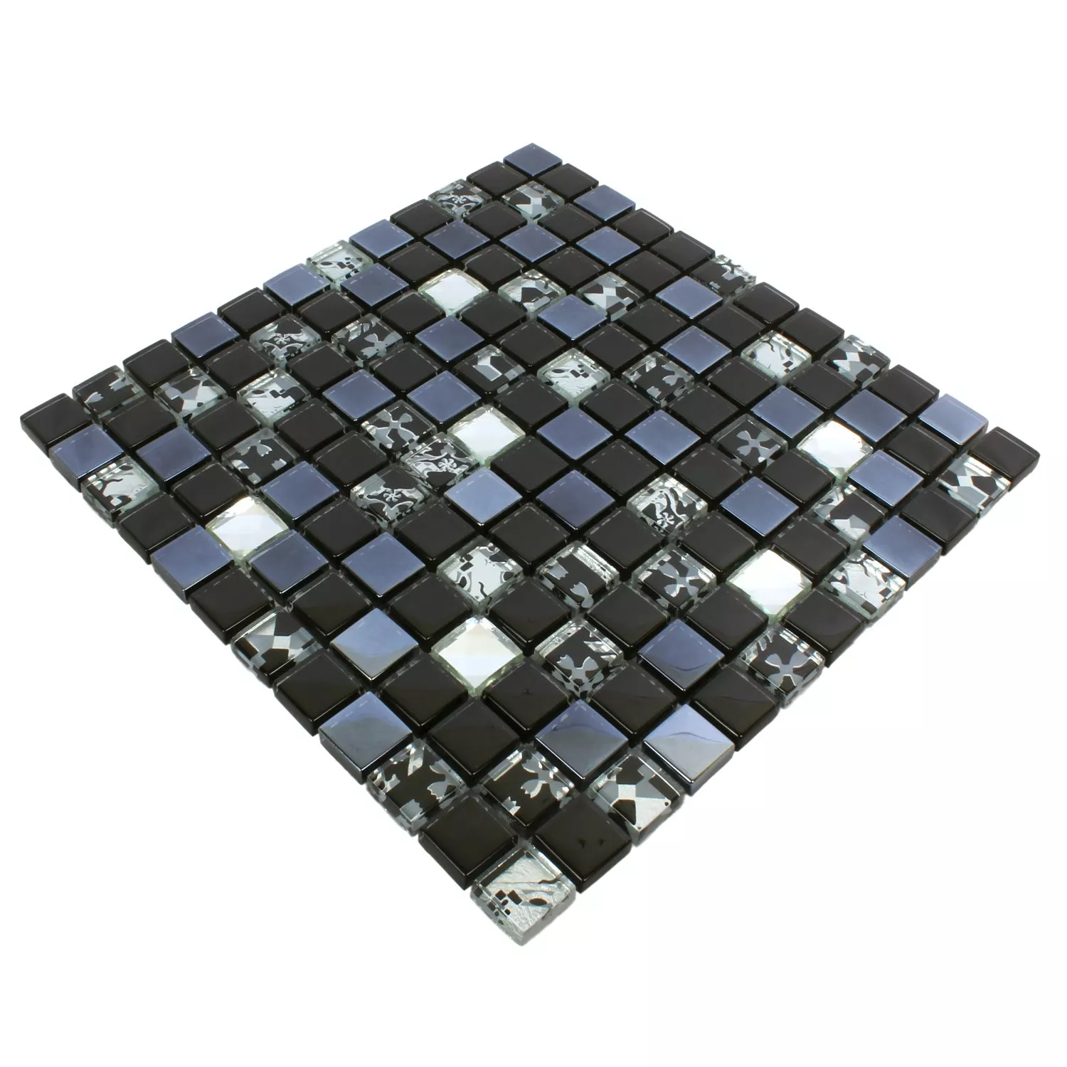 Sample Glass Mosaic Tiles Kunia Black Silver
