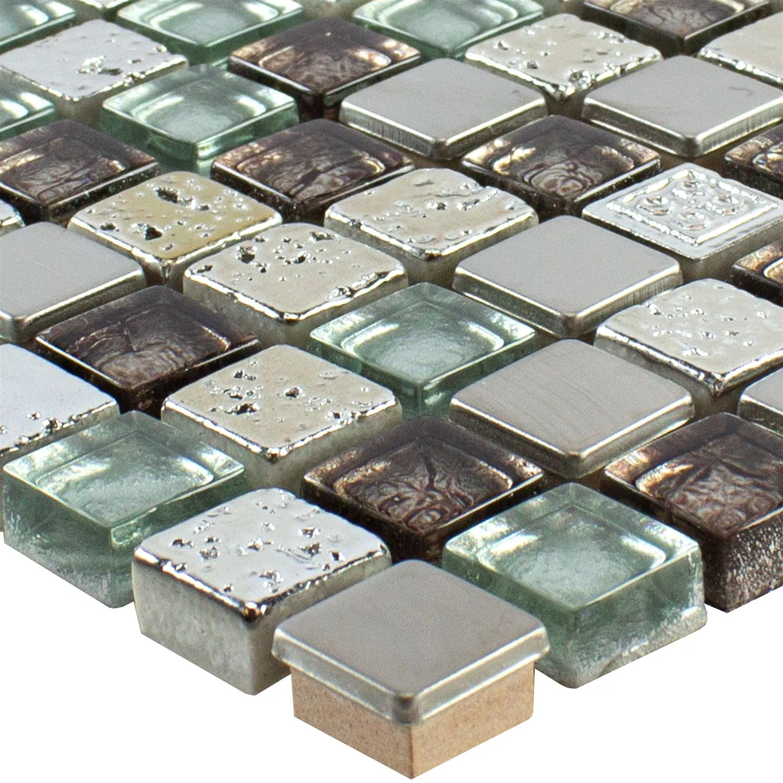 Glass Resin Metal Mosaic Tile Falco Brown Silver Glass Resin Metal Mosaic Tile Falco Brown Silver