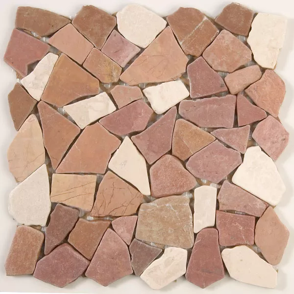Sample Mosaic Tiles Broken Marble Rosso Verona Biancone