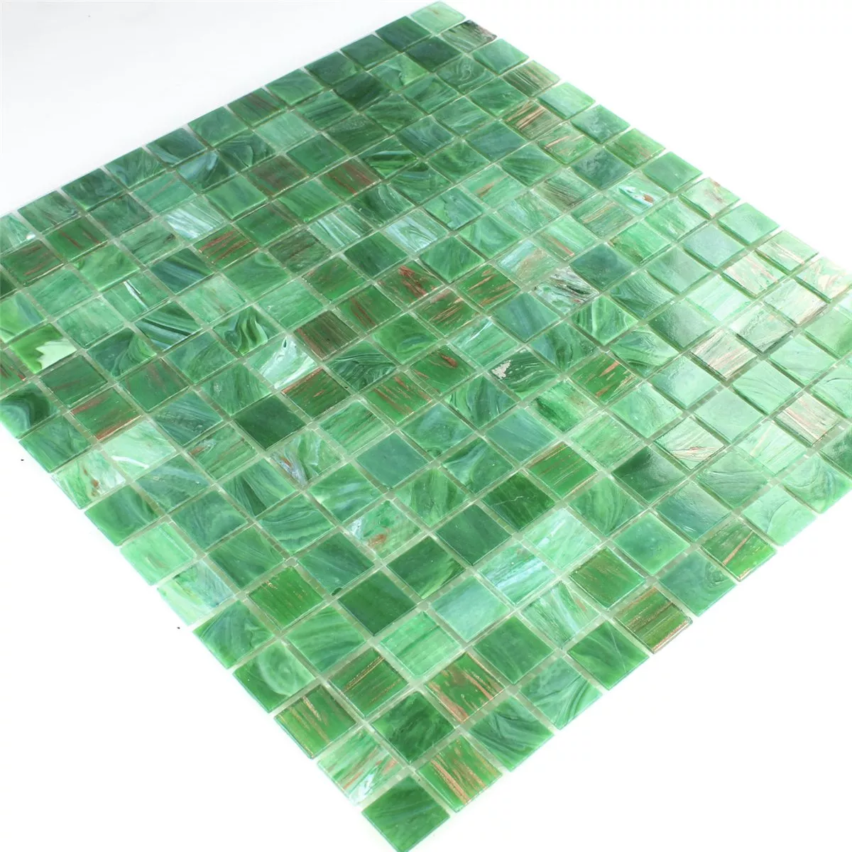 Glass Effect Mosaic Tiles Gold Star Green