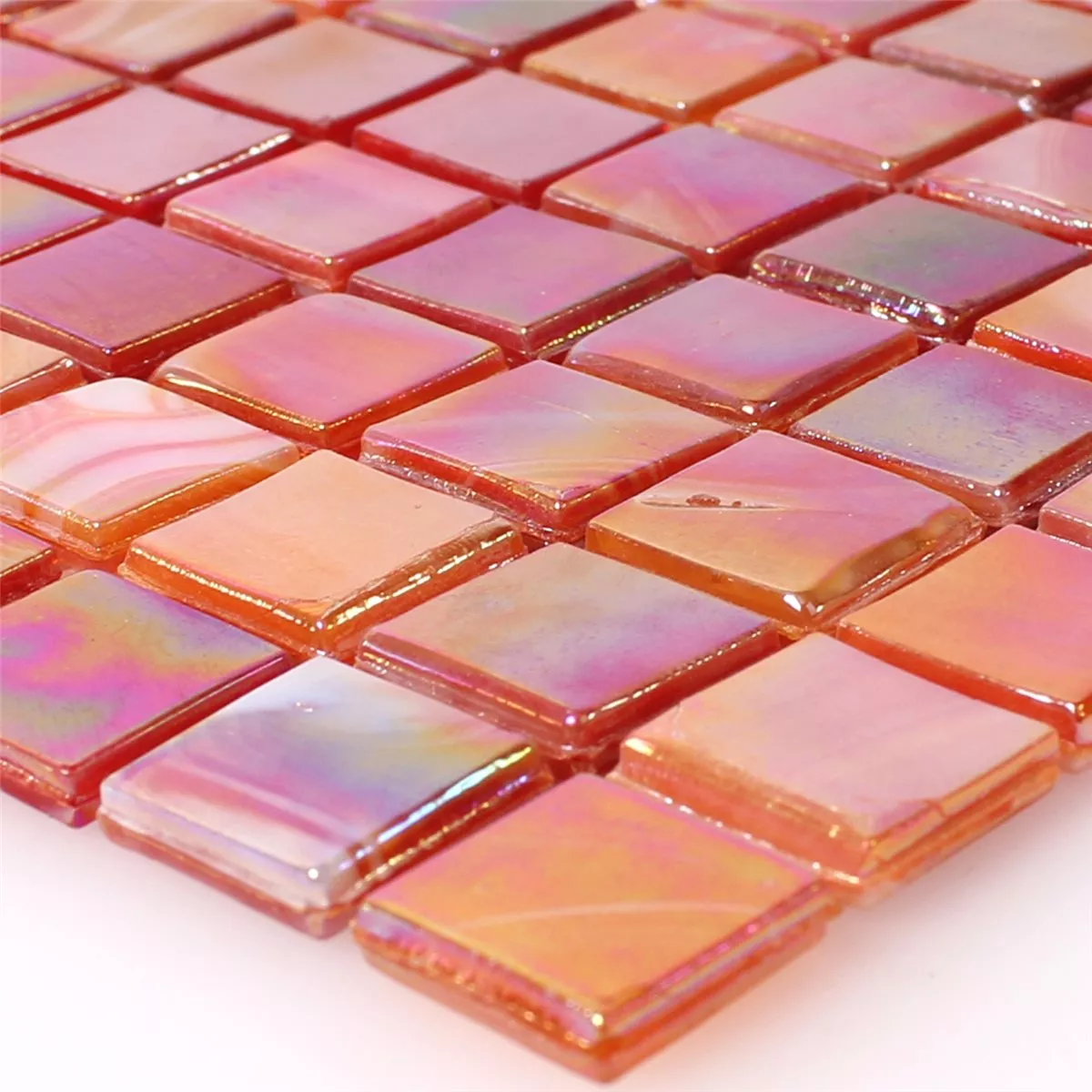 Mosaic Tiles Glass Nacre Effect Red Mix