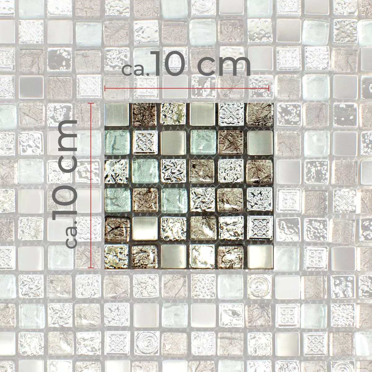 Sample Glass Resin Metal Mosaic Tile Falco Brown Silver