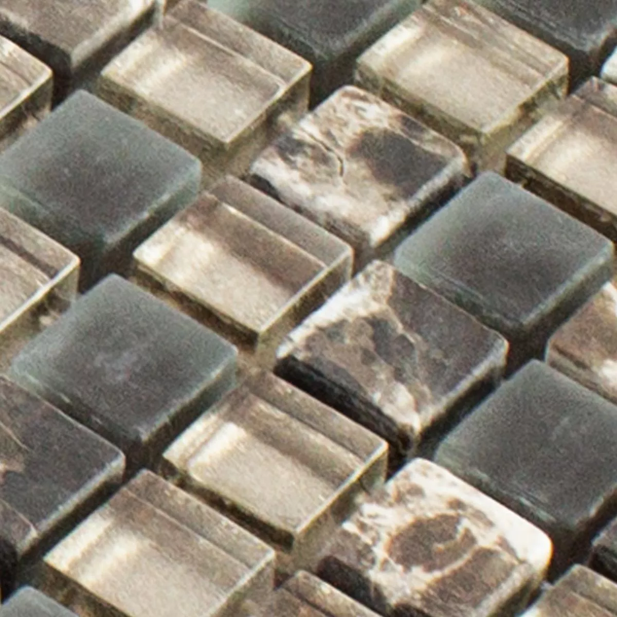 Sample Glass Natural Stone Mosaic Tiles Hayrabey Dark Brown