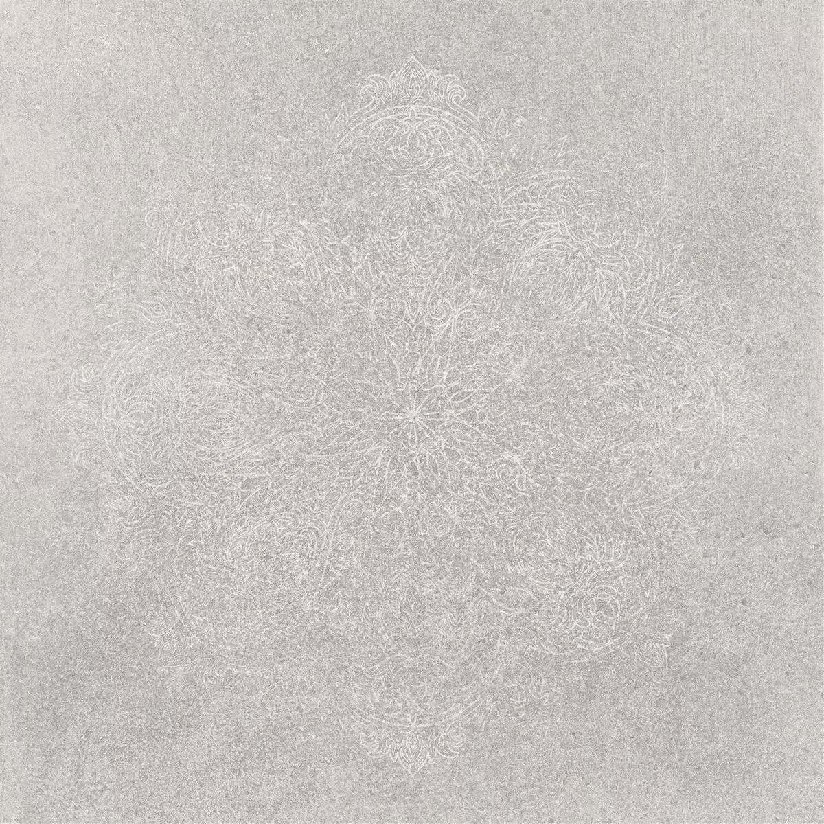 Floor Tiles Stone Optic Horizon Grey Decor Mandala