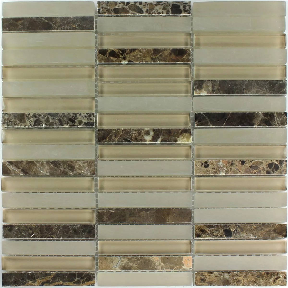 Mosaic Tiles Glass Marble Quebeck Brown 15x98x8mm