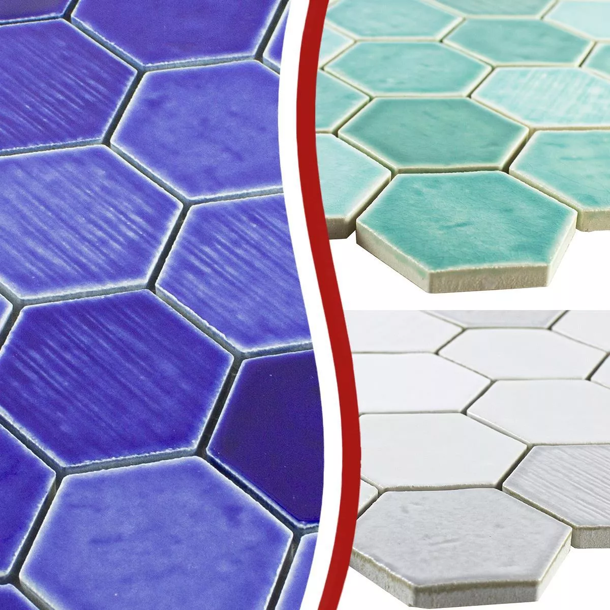 Ceramic Mosaic Tile Roseburg Hexagon Glossy
