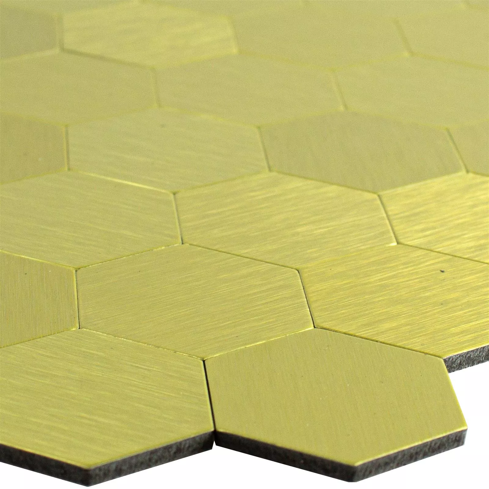 Sample from Mosaic Tiles Metal Self Adhesive Vryburg Gold Hexagon