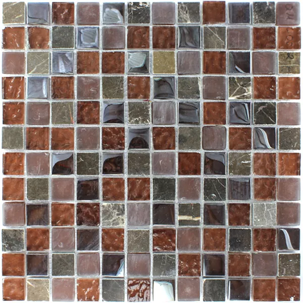 Sample Mosaic Tiles Glass Marble  Brown Mix Metal