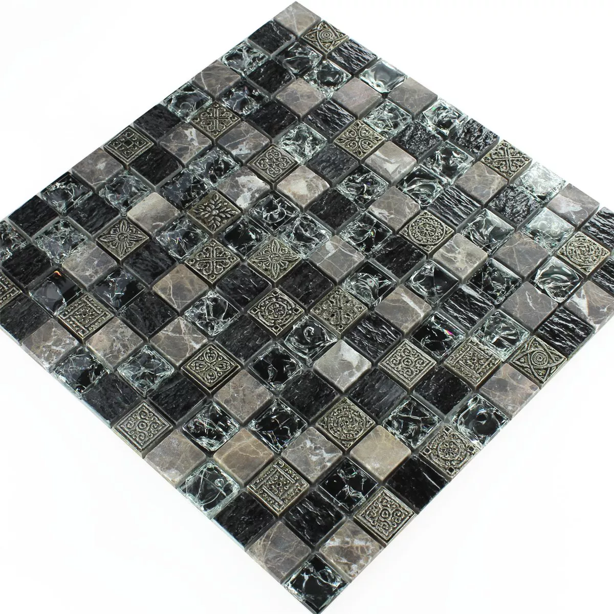 Sample Mosaic Tiles Glass Marble Effect Black