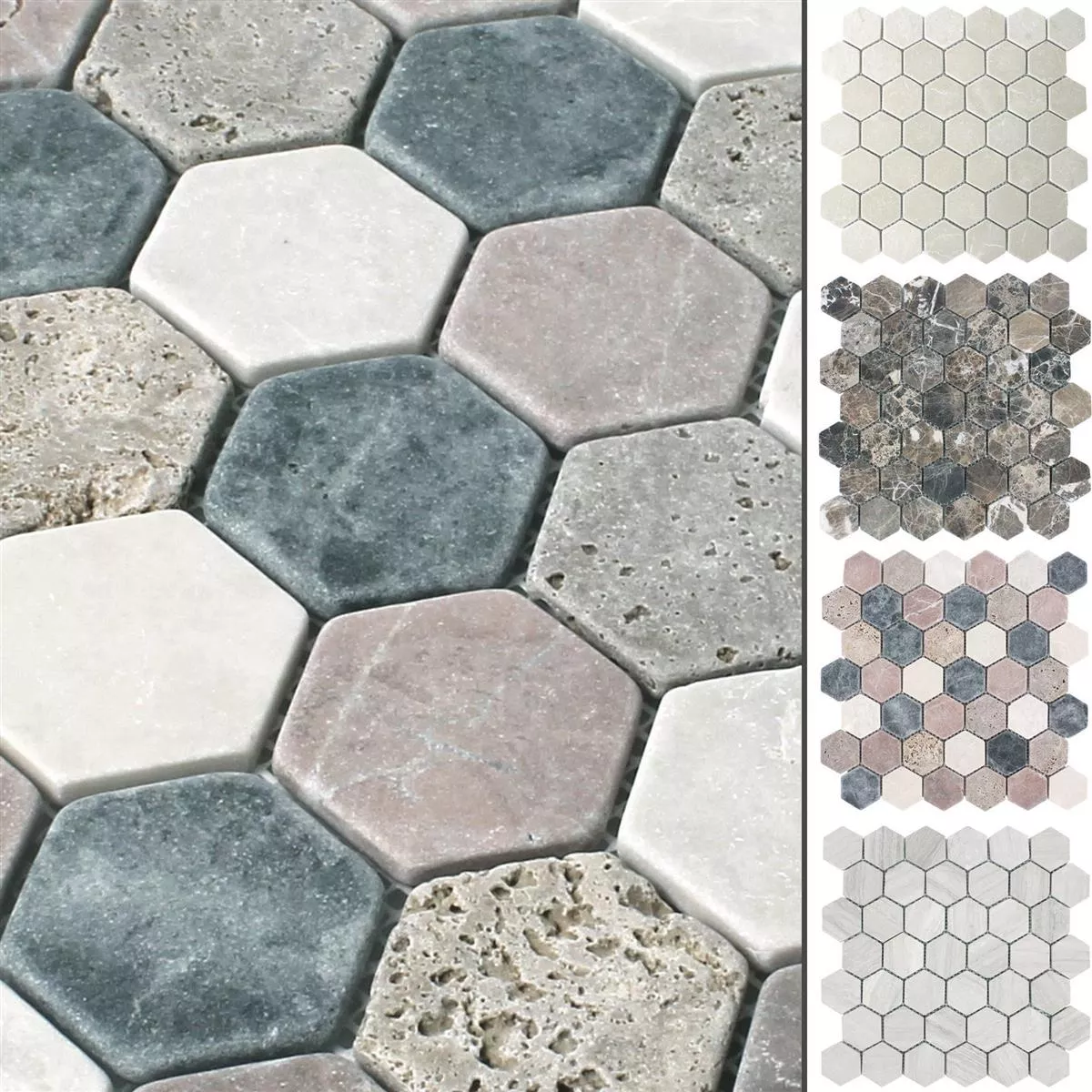 Sample Mosaic Tiles Marble Tarsus Hexagon